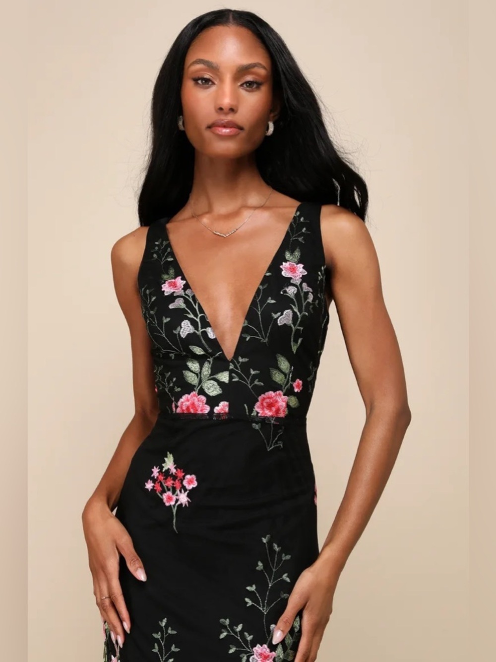 Lulus Soiree Blossom Black Floral Embroidered Mermaid Maxi Dress - Picture 3 of 8